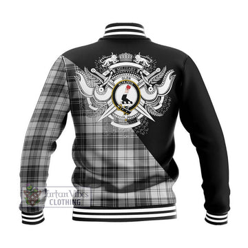 Glen Tartan Baseball Jacket with Family Crest and Military Logo Style