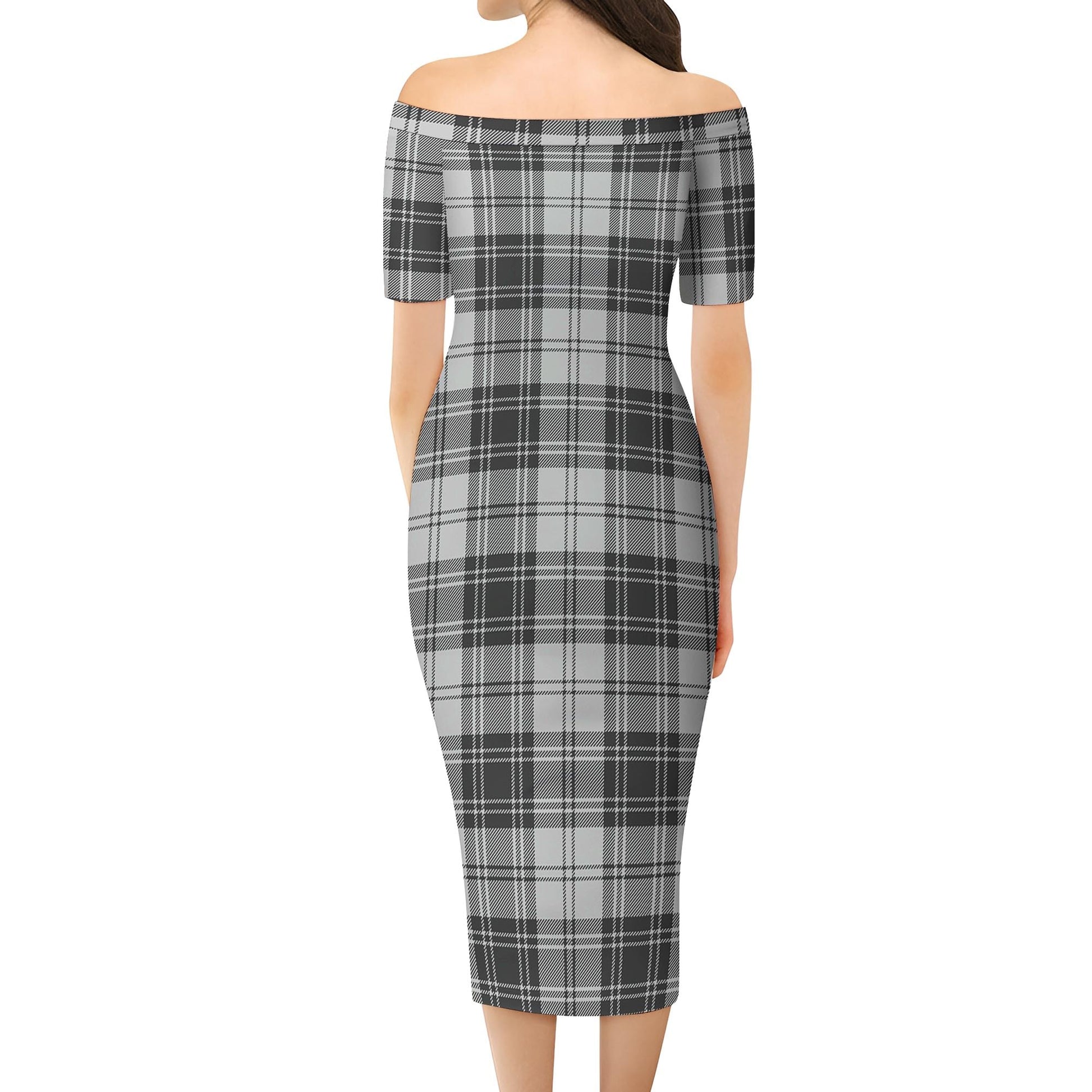 Glen Tartan Off Shoulder Lady Dress - Tartanvibesclothing