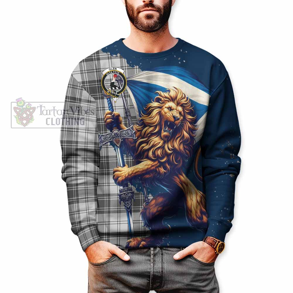 Tartan Vibes Clothing Glen Tartan Family Crest Sweatshirt with Scottish Majestic Lion