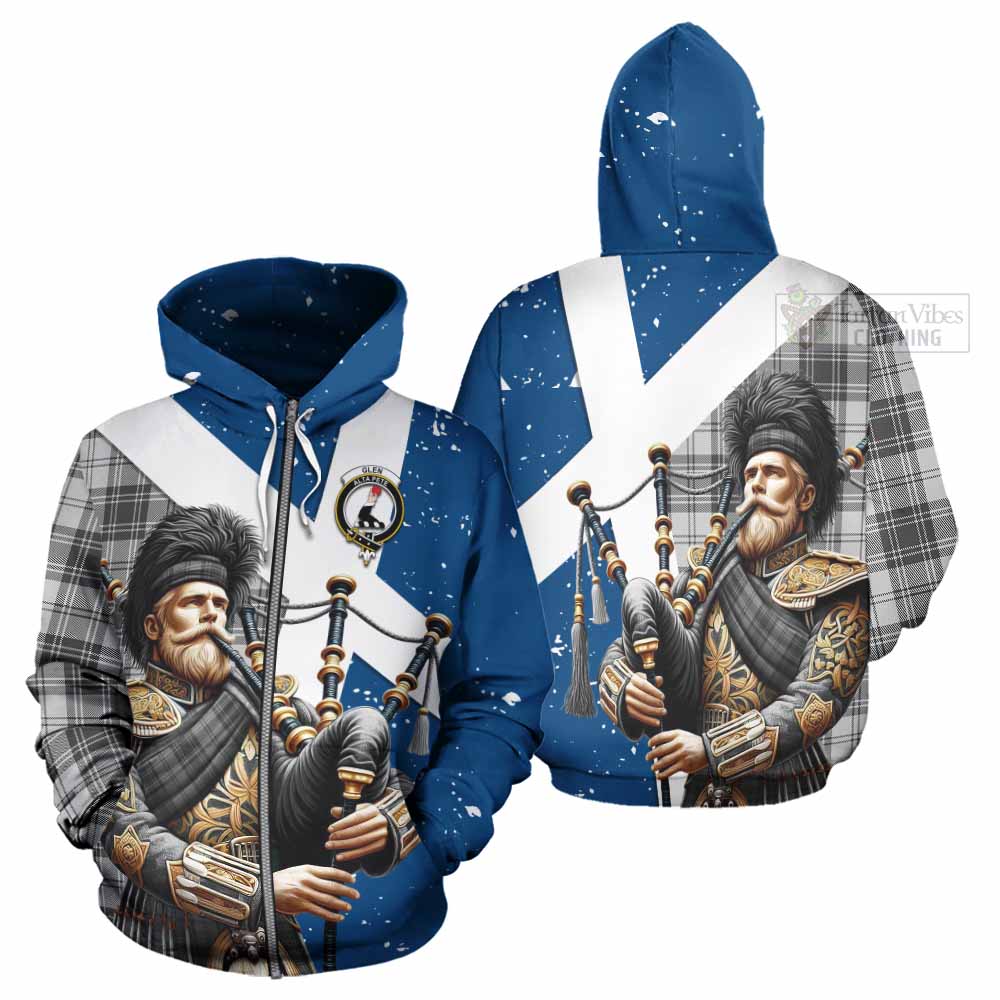 Tartan Vibes Clothing Glen Tartan Hoodie with Family Crest Scottish Bagpiper Vibes