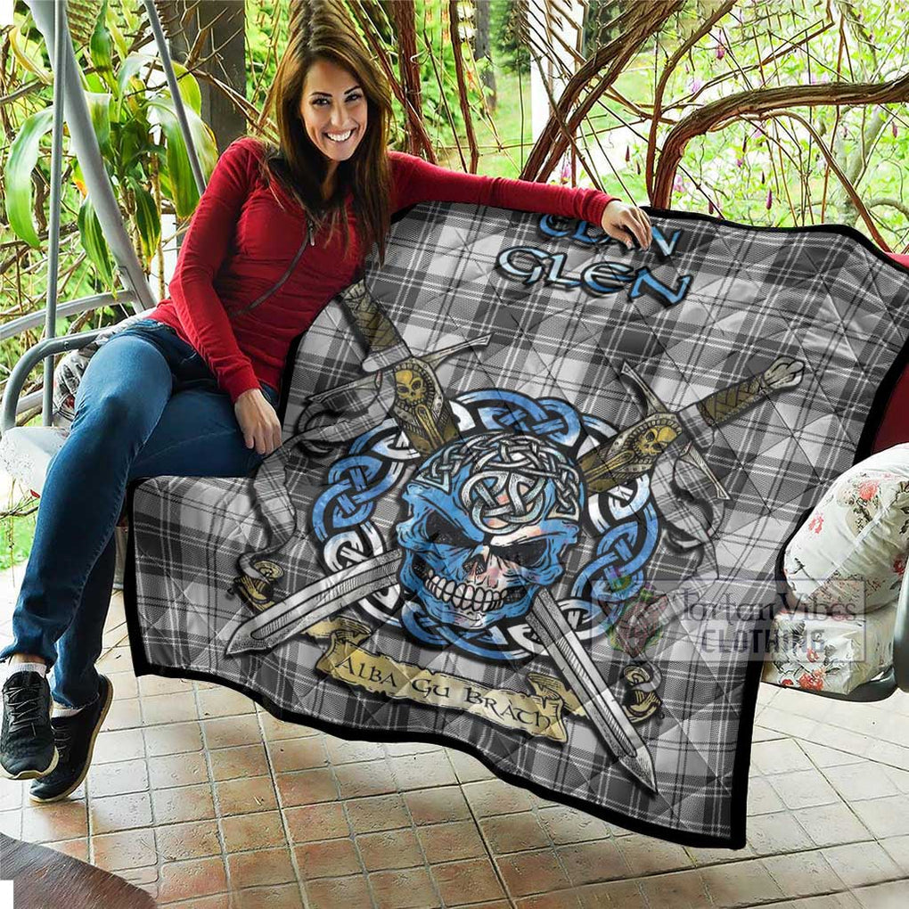 Tartan Vibes Clothing Glen Tartan Quilt with Celtic Skull Alba Gu Brath Style