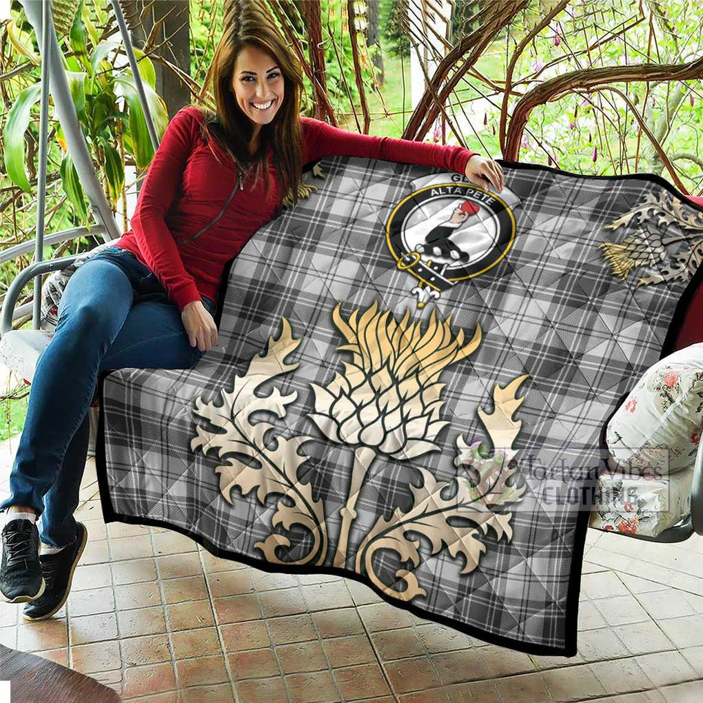 Tartan Vibes Clothing Glen Tartan Quilt with Family Crest and Golden Thistle Style