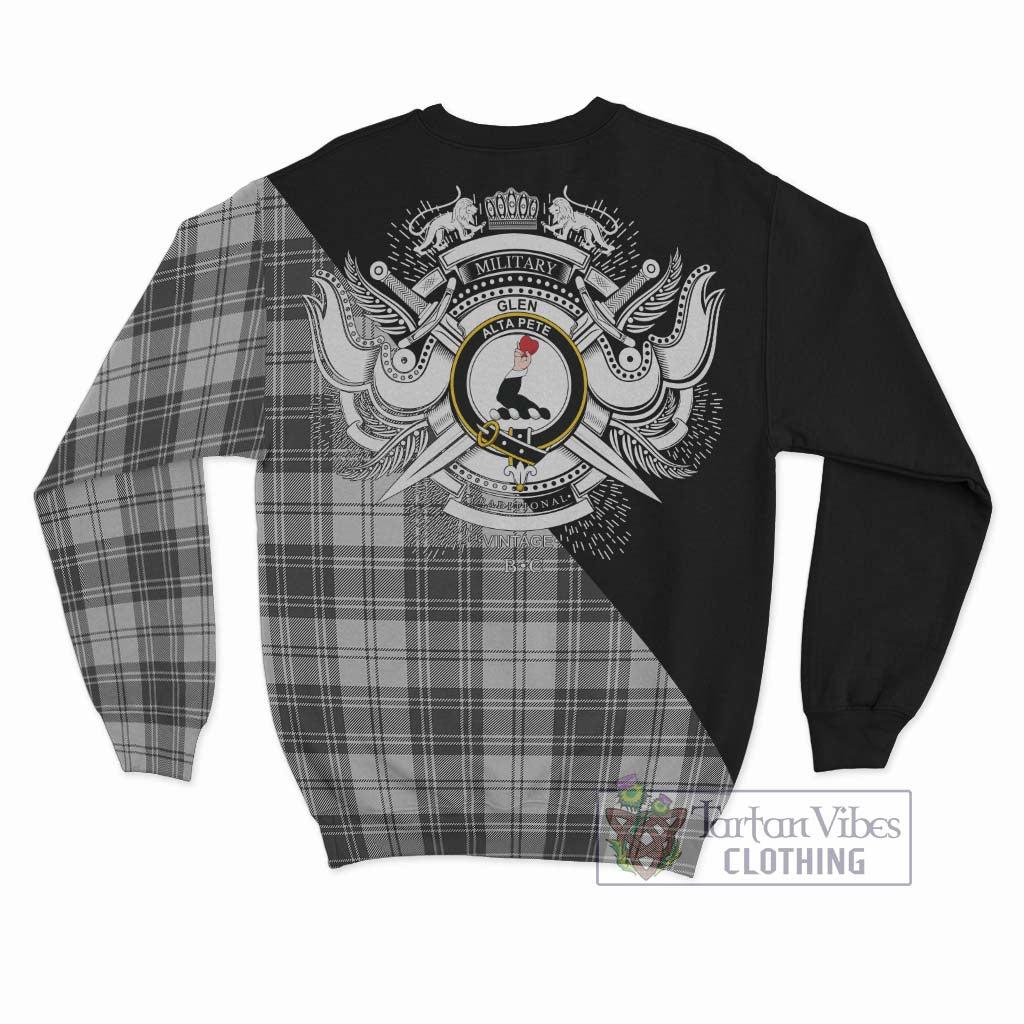 Tartan Vibes Clothing Glen Tartan Sweatshirt with Family Crest and Military Logo Style