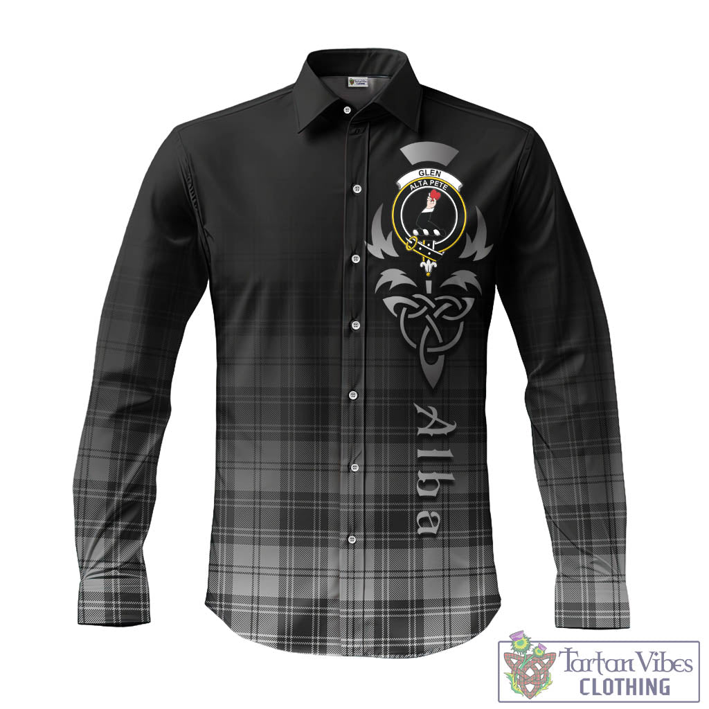 Tartan Vibes Clothing Glen Tartan Long Sleeve Button Up Featuring Alba Gu Brath Family Crest Celtic Inspired