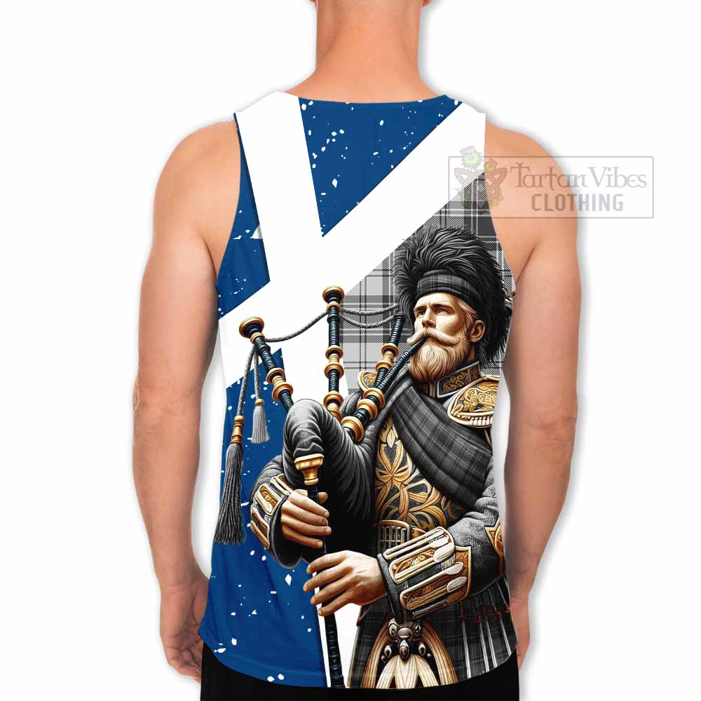 Glen Tartan Men's Tank Top with Family Crest Scottish Bagpiper Vibes