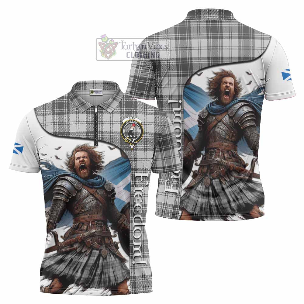 Tartan Vibes Clothing Glen Crest Tartan Zipper Polo Shirt Inspired by the Freedom of Scottish Warrior