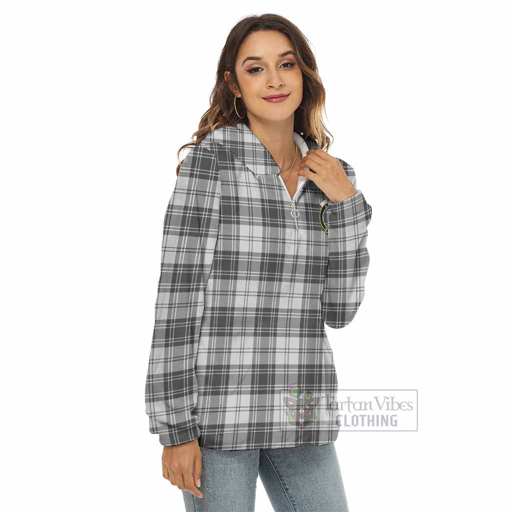 Tartan Vibes Clothing Glen Tartan Crest Women's Borg  Half Zip Fleece Hoodie