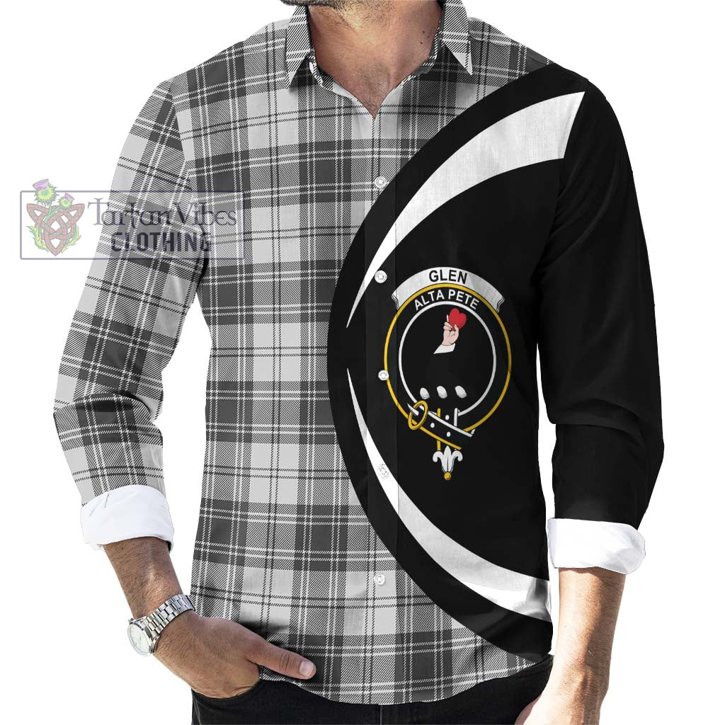 Glen Tartan Long Sleeve Button Up with Family Crest Circle Style - Tartan Vibes Clothing