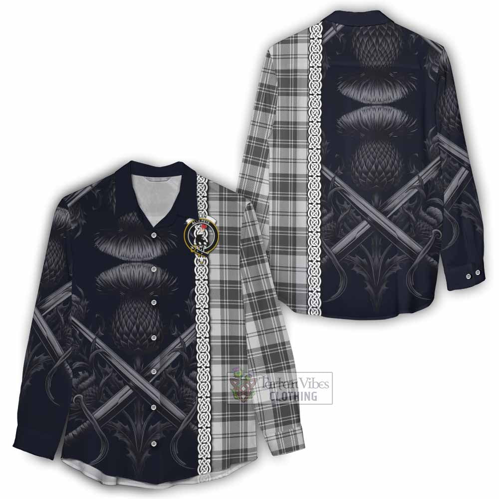 Tartan Vibes Clothing Glen Tartan Women's Casual Shirt with Family Crest Cross Sword Thistle Celtic Vibes