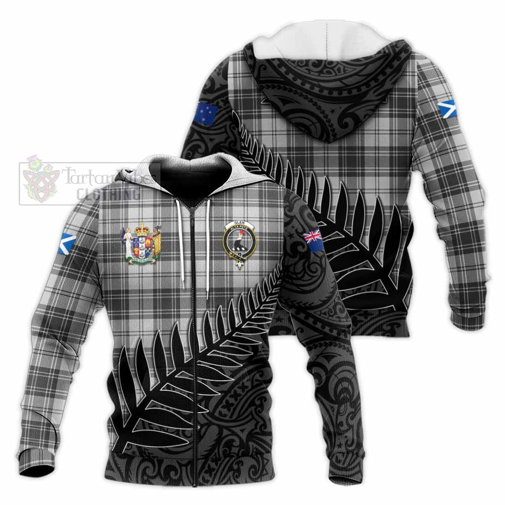 Tartan Vibes Clothing Glen Crest Tartan Knitted Hoodie with New Zealand Silver Fern Half Style