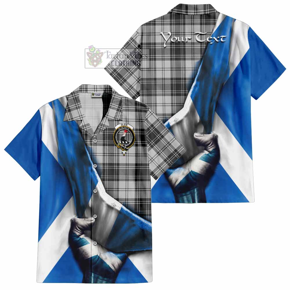 Tartan Vibes Clothing Glen Tartan Short Sleeve Button Shirt with Family Crest Scotland Patriotic Style