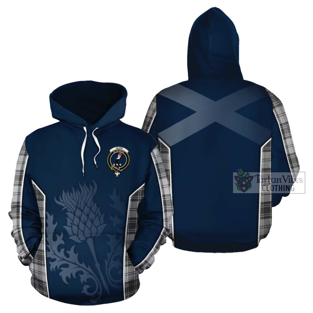 Tartan Vibes Clothing Glen Tartan Cotton Hoodie with Family Crest and Scottish Thistle Vibes Sport Style