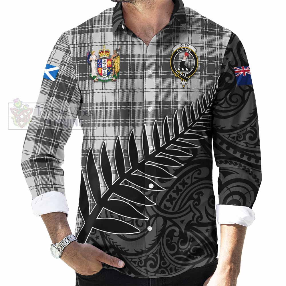 Tartan Vibes Clothing Glen Crest Tartan Long Sleeve Button Shirt with New Zealand Silver Fern Half Style