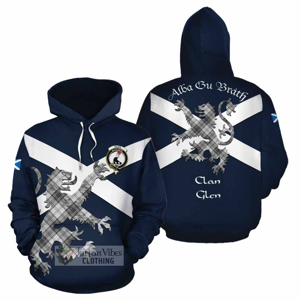 Tartan Vibes Clothing Glen Tartan Lion Rampant Cotton Hoodie Proudly Display Your Heritage with Alba Gu Brath and Clan Name