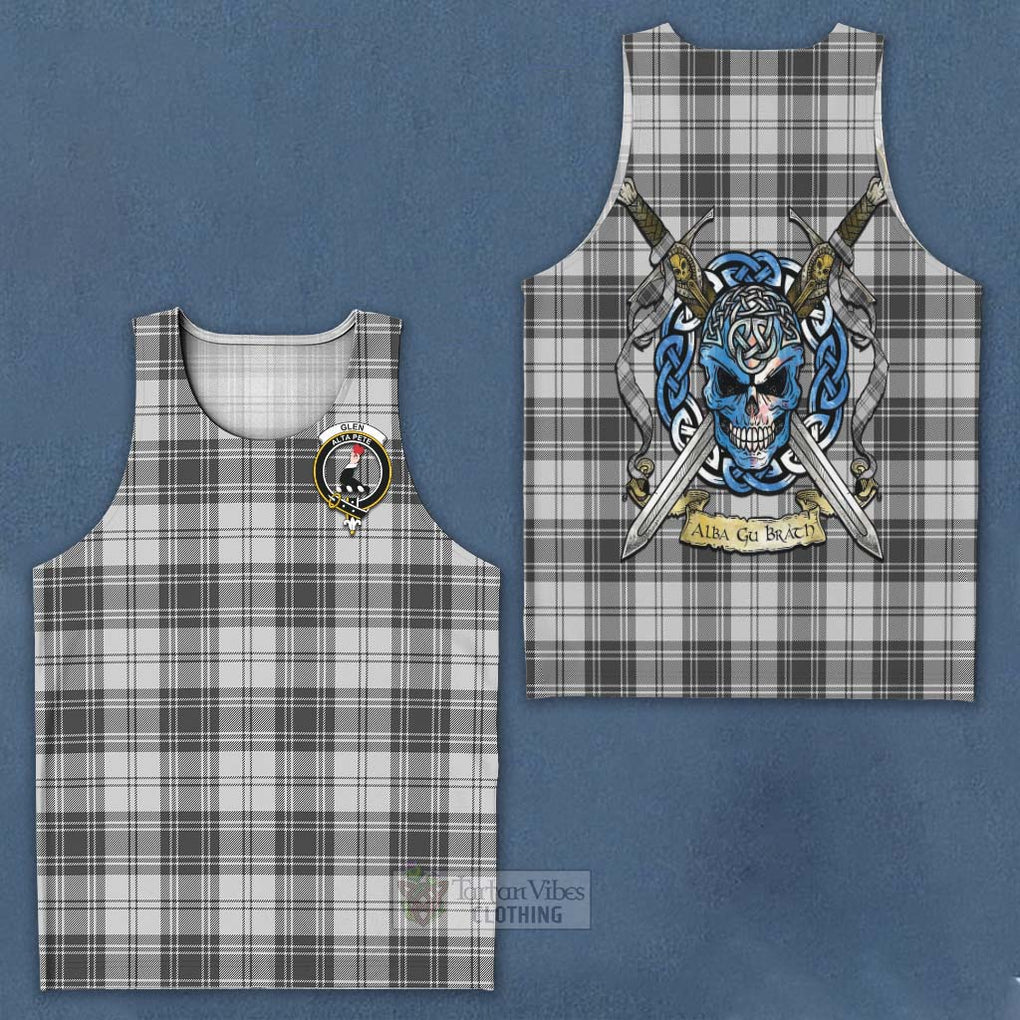 Tartan Vibes Clothing Glen Tartan Men's Tank Top with Family Crest Celtic Skull Style