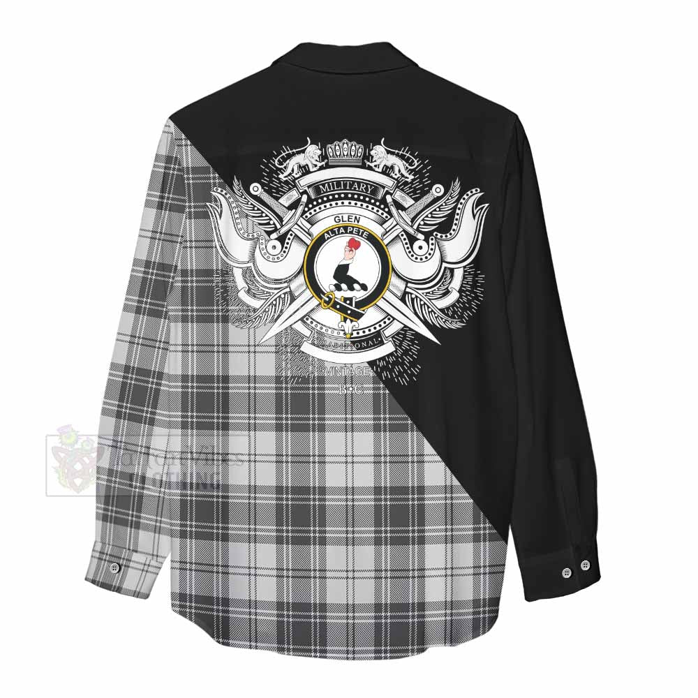 Tartan Vibes Clothing Glen Tartan Women's Casual Shirt with Family Crest and Military Logo Style