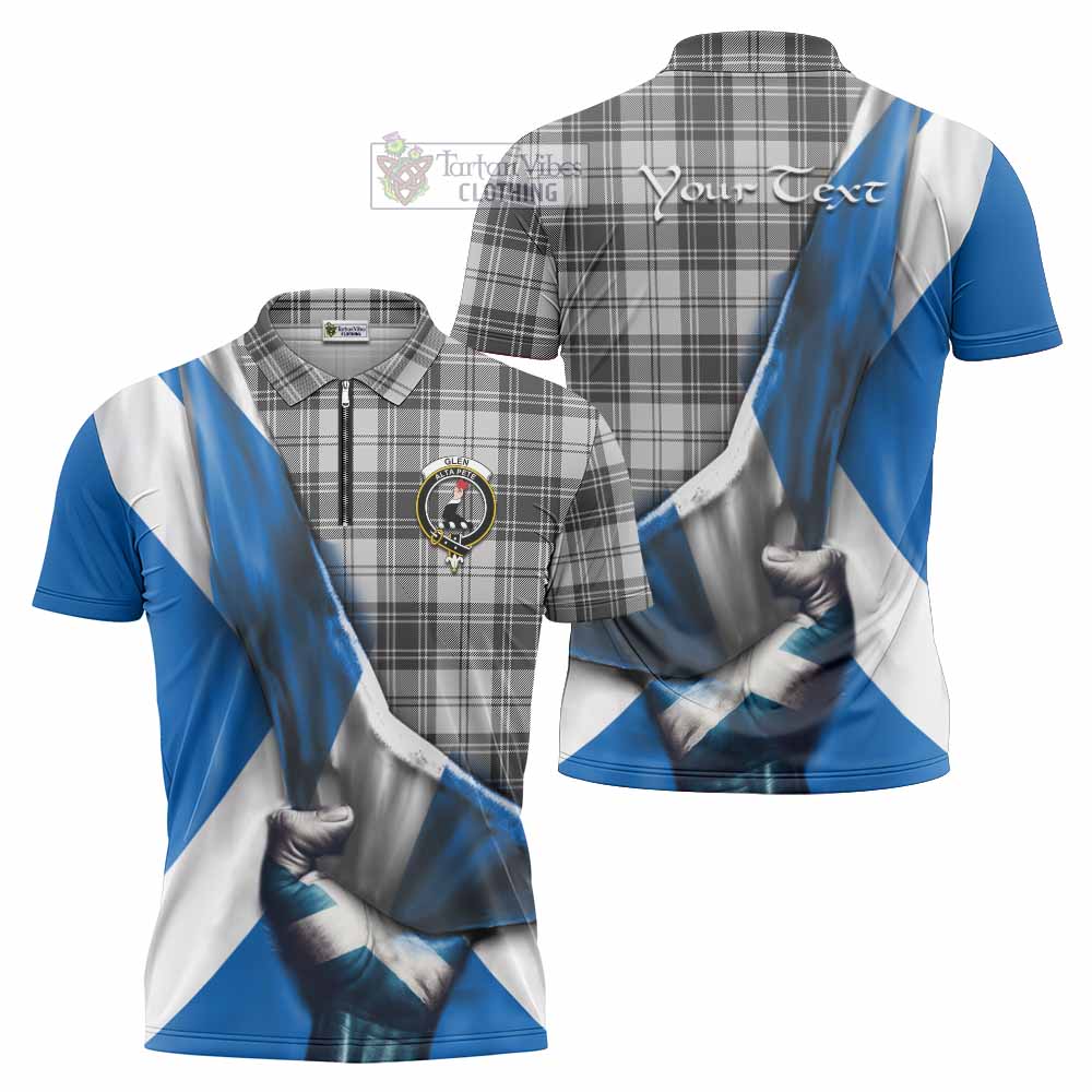 Tartan Vibes Clothing Glen Tartan Zipper Polo Shirt with Family Crest Scotland Patriotic Style