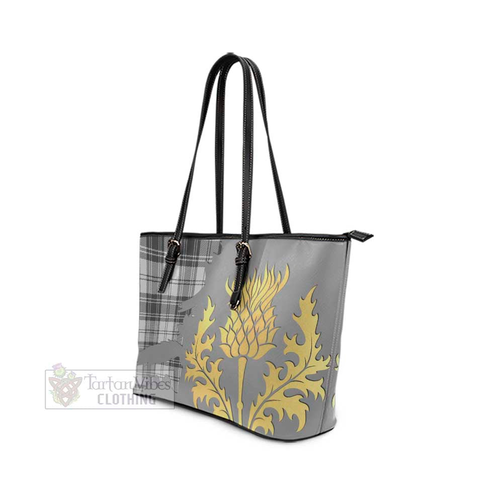 Glen Tartan Leather Tote Bag Gold Thistle Style - Tartan Vibes Clothing