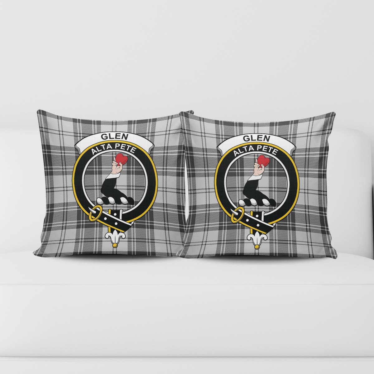 Glen Tartan Pillow Cover with Family Crest - Tartanvibesclothing