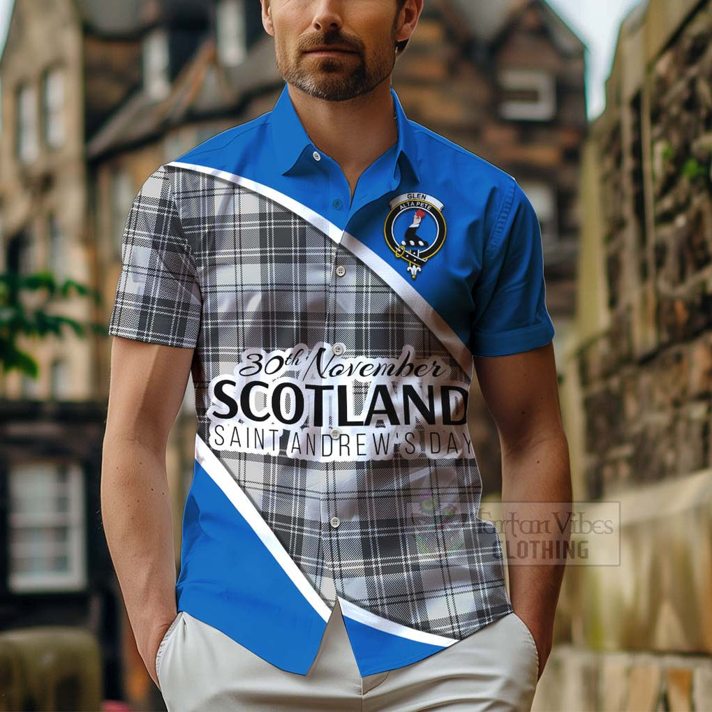 Tartan Vibes Clothing Glen Family Crest Tartan Short Sleeve Button Shirt Celebrate Saint Andrew's Day in Style