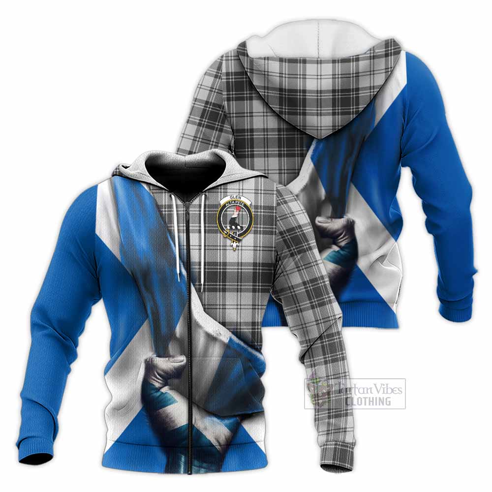 Tartan Vibes Clothing Glen Tartan Knitted Hoodie with Family Crest Scotland Patriotic Style