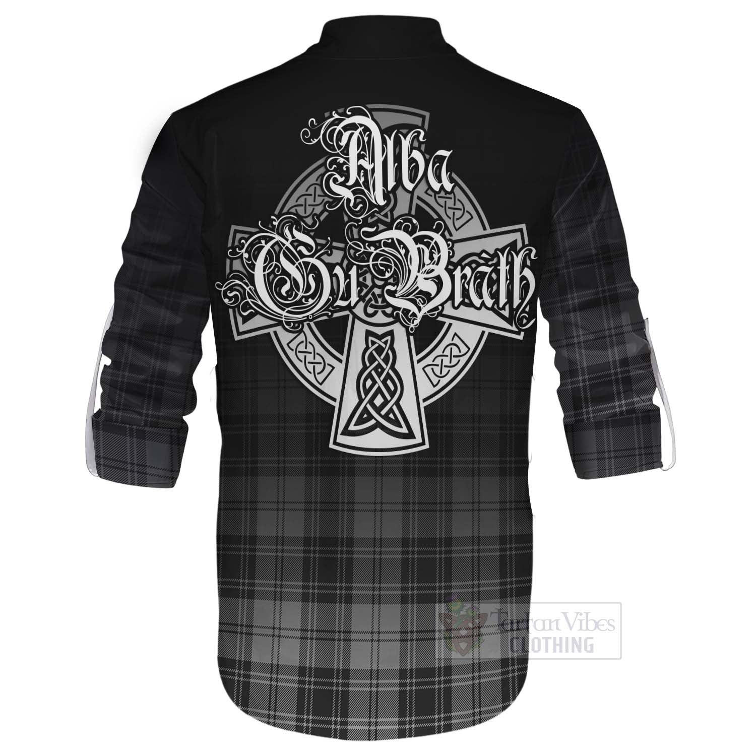 Tartan Vibes Clothing Glen Tartan Ghillie Kilt Shirt Featuring Alba Gu Brath Family Crest Celtic Inspired