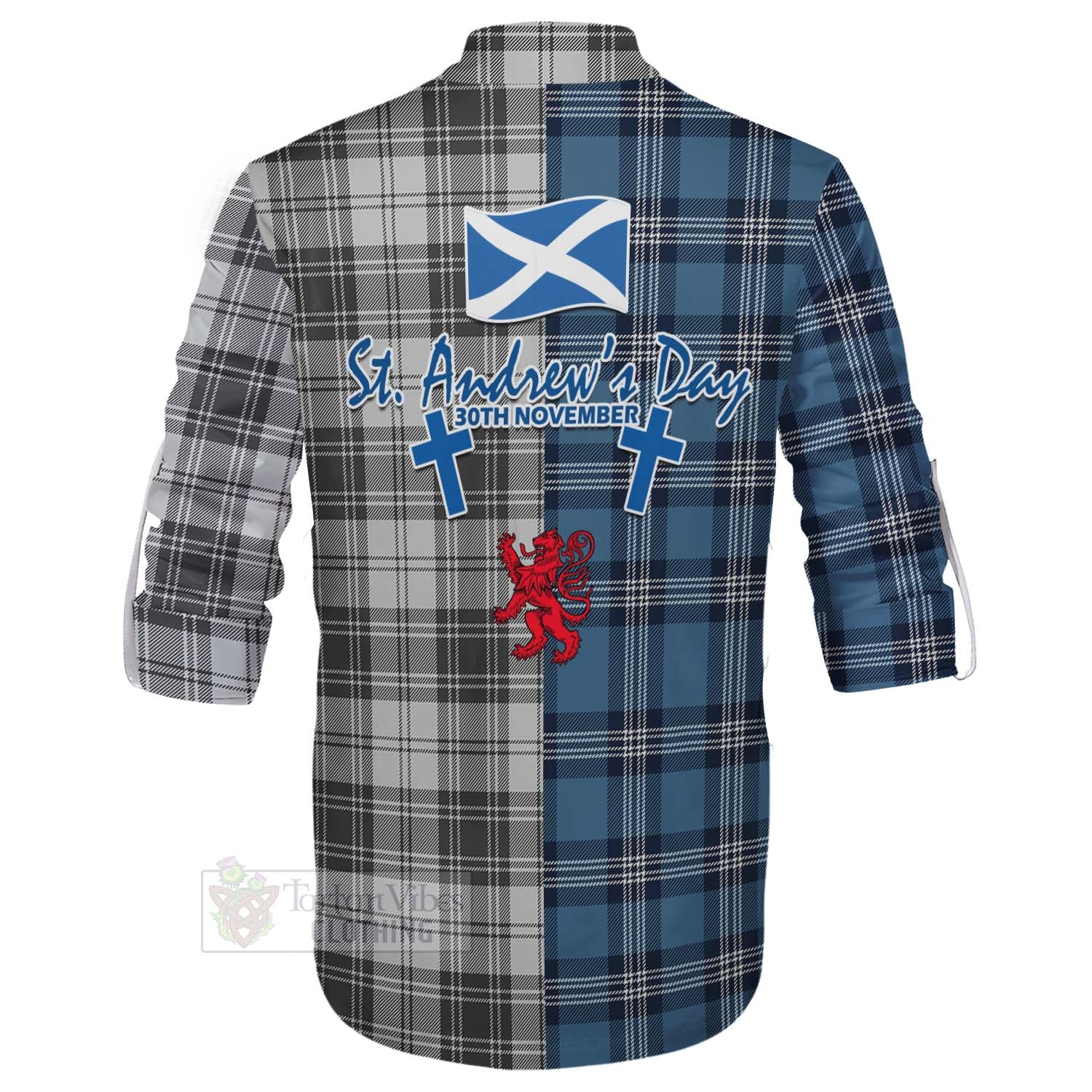 Tartan Vibes Clothing Glen Tartan Ghillie Kilt Shirt Happy St. Andrew's Day Half Tartan Style