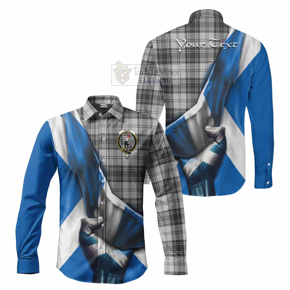 Tartan Vibes Clothing Glen Tartan Long Sleeve Button Shirt with Family Crest Scotland Patriotic Style