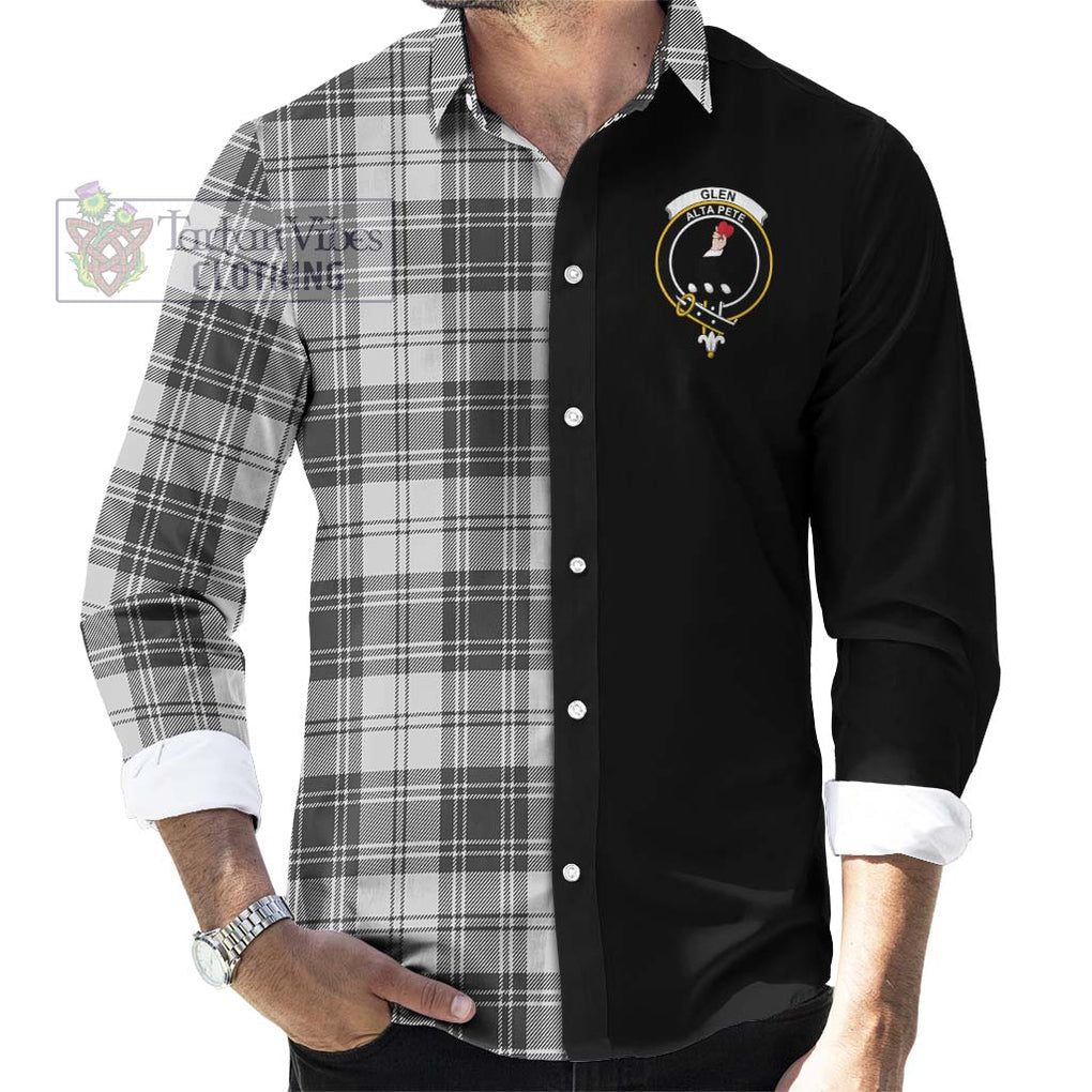 Glen Tartan Long Sleeve Button Shirt with Family Crest and Half Of Me Style - Tartanvibesclothing Shop