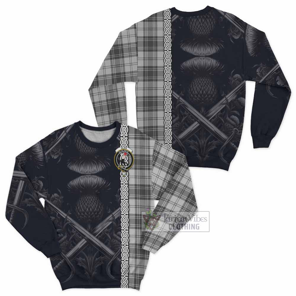 Tartan Vibes Clothing Glen Tartan Sweatshirt with Family Crest Cross Sword Thistle Celtic Vibes