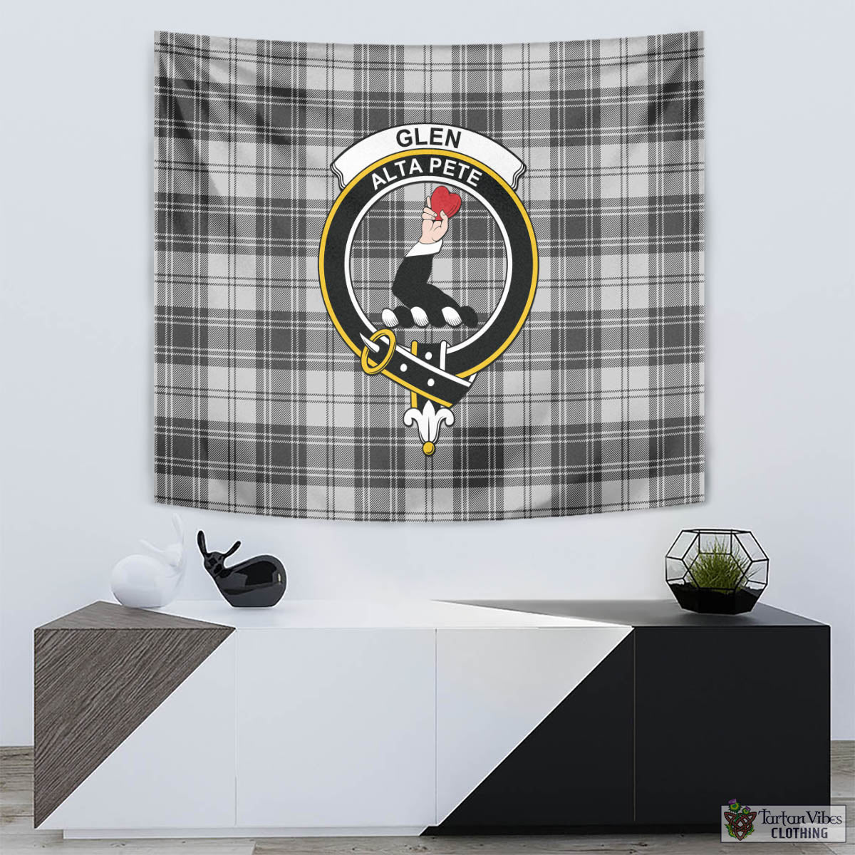Tartan Vibes Clothing Glen Tartan Tapestry Wall Hanging and Home Decor for Room with Family Crest