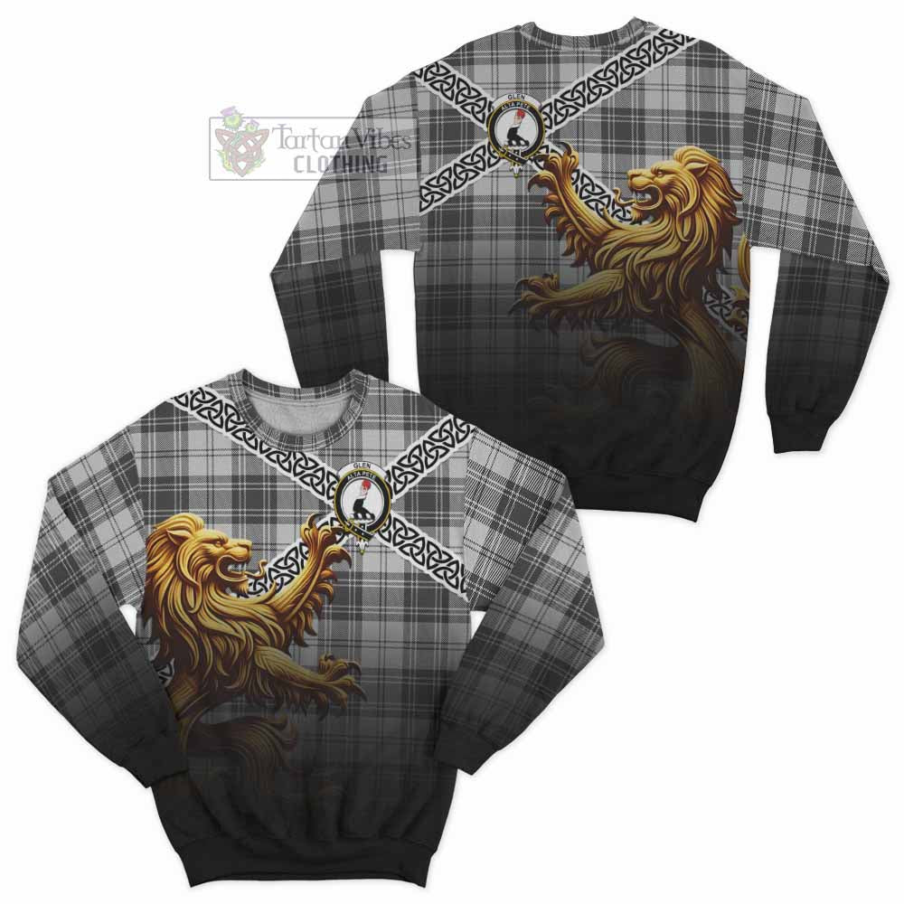 Glen Crest Tartan Sweatshirt with Golden Lion Emblem Celtic Style - Tartan Vibes Clothing