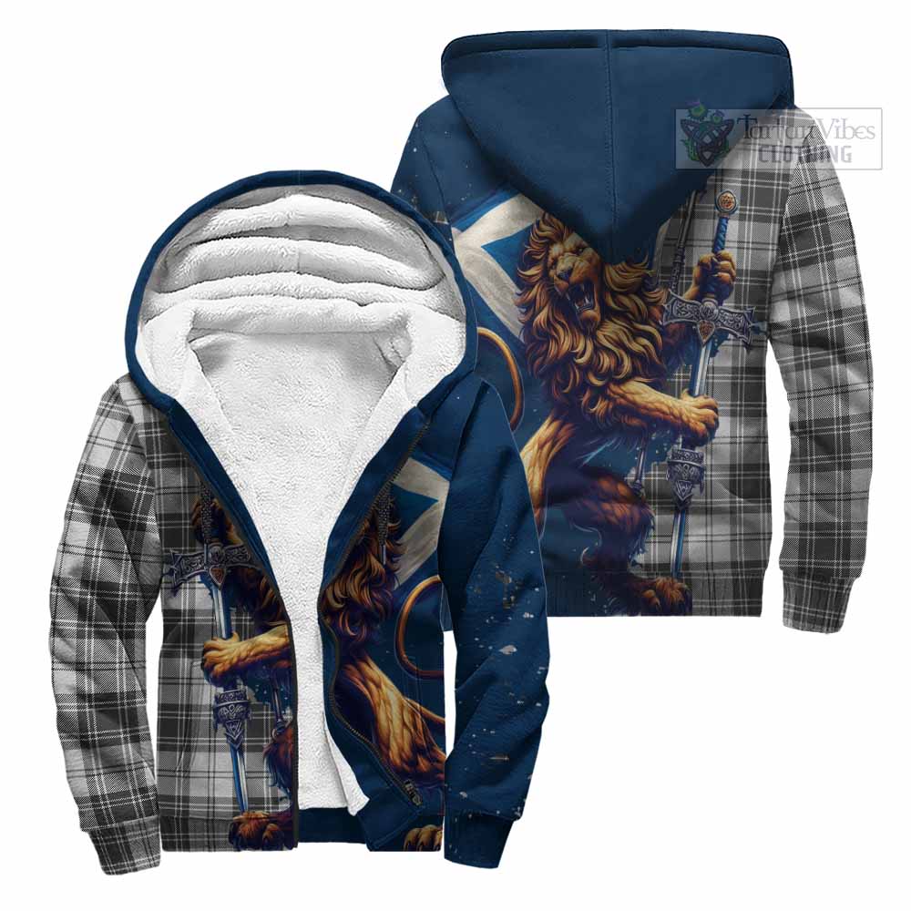 Tartan Vibes Clothing Glen Tartan Family Crest Sherpa Hoodie with Scottish Majestic Lion