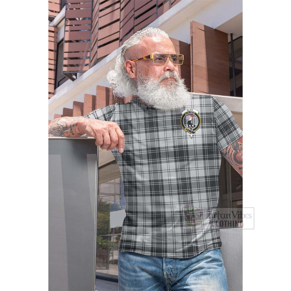 Tartan Vibes Clothing Glen Tartan Cotton T-shirt with Family Crest and Bearded Skull Holding Bottles of Whiskey