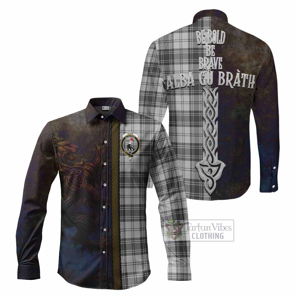 Glen Tartan Family Crest Long Sleeve Button Shirt Alba Gu Brath Be Brave Lion Ancient Style - Tartan Vibes Clothing