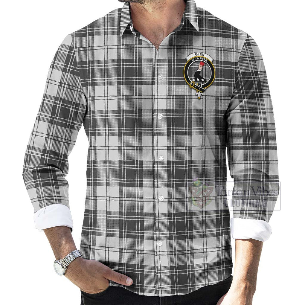 Tartan Vibes Clothing Glen Tartan Long Sleeve Button Shirt with Family Crest Celtic Skull Style