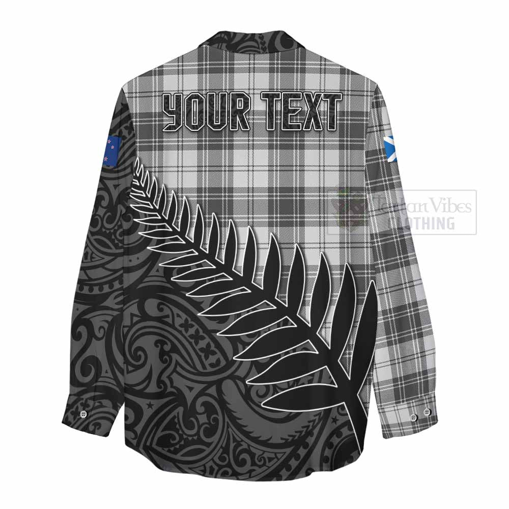 Tartan Vibes Clothing Glen Crest Tartan Women's Casual Shirt with New Zealand Silver Fern Half Style