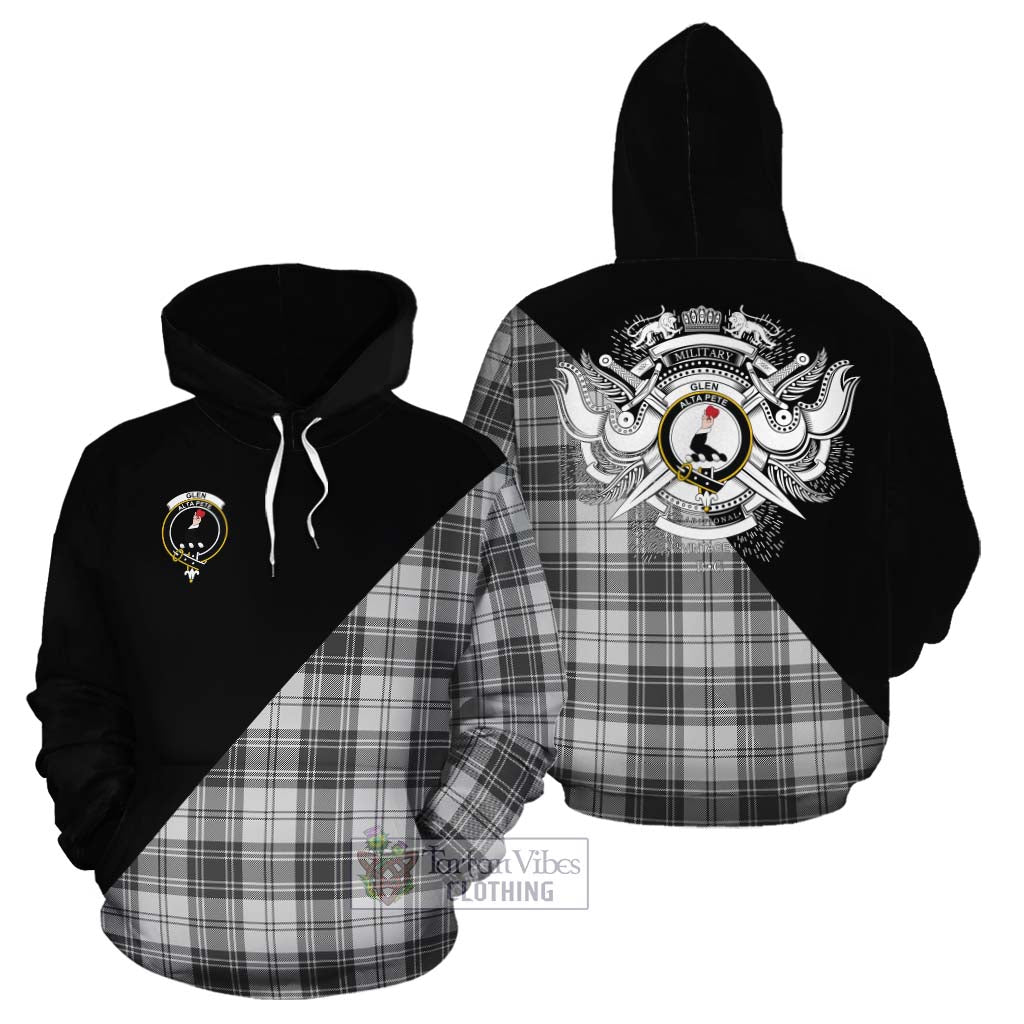 Tartan Vibes Clothing Glen Tartan Cotton Hoodie with Family Crest and Military Logo Style