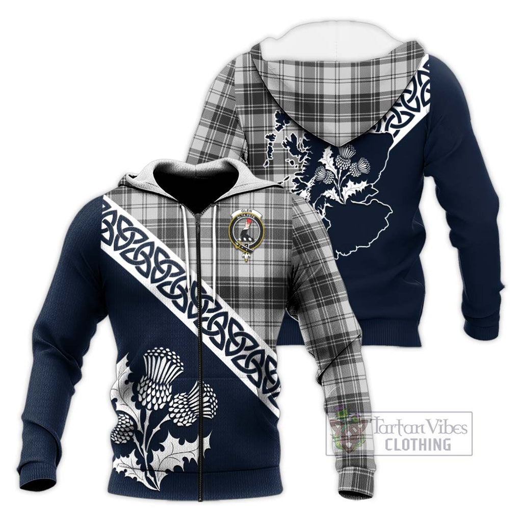 Tartan Vibes Clothing Glen Tartan Knitted Hoodie Featuring Thistle and Scotland Map