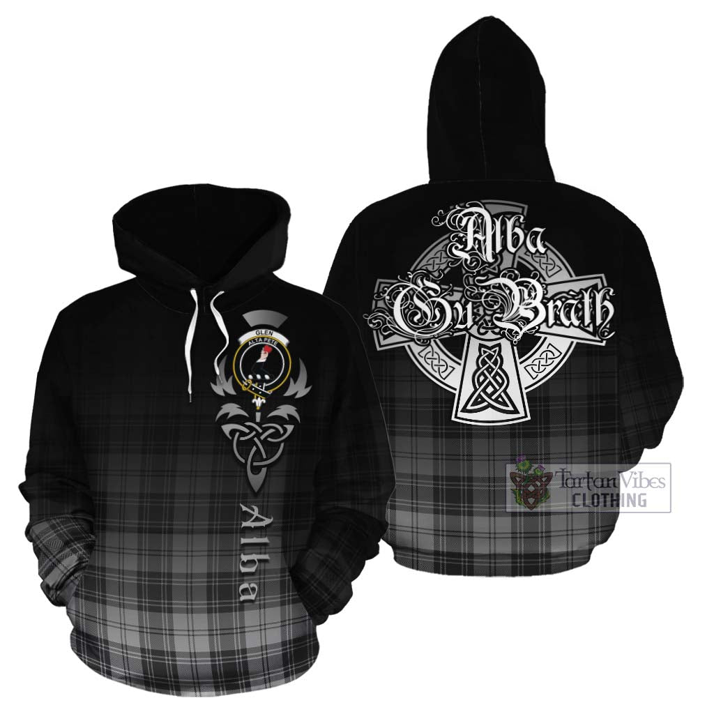 Tartan Vibes Clothing Glen Tartan Cotton Hoodie Featuring Alba Gu Brath Family Crest Celtic Inspired