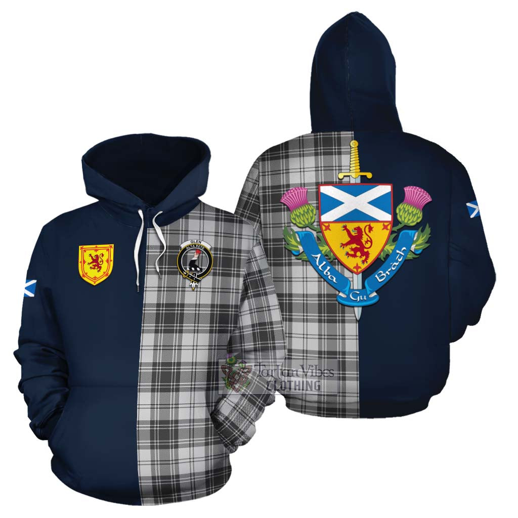 Tartan Vibes Clothing Glen Tartan Cotton Hoodie Alba with Scottish Lion Royal Arm Half Style