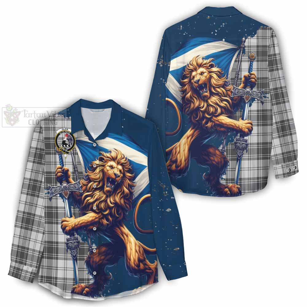 Tartan Vibes Clothing Glen Tartan Family Crest Women's Casual Shirt with Scottish Majestic Lion