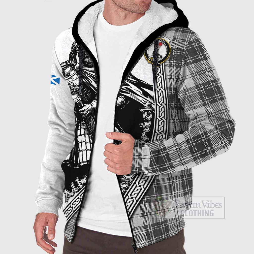 Tartan Vibes Clothing Glen Tartan Clan Crest Sherpa Hoodie with Highlander Warrior Celtic Style