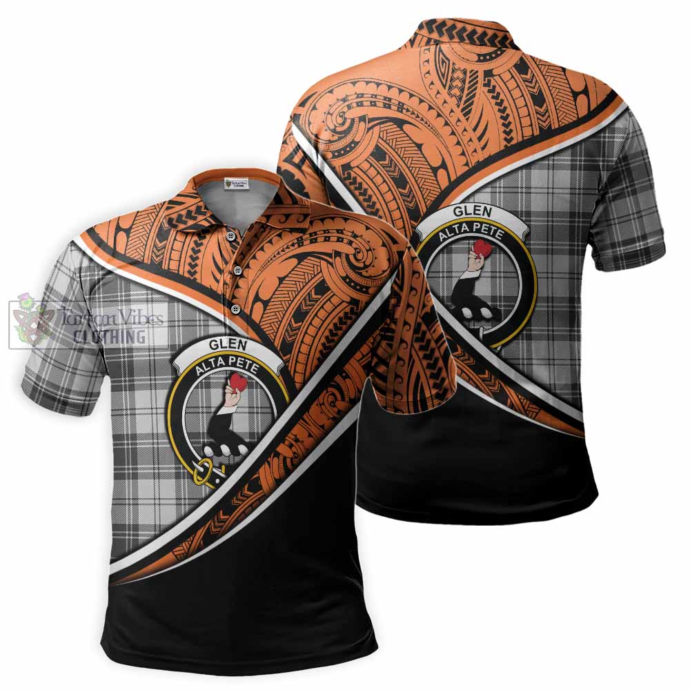 Tartan Vibes Clothing Glen Crest Tartan Polo Shirt with Maori Tattoo Style - Orange Version