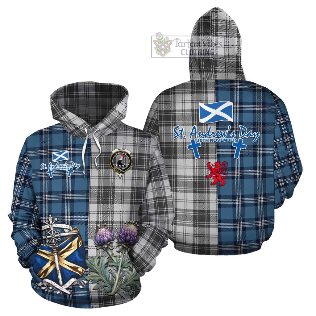 Tartan Vibes Clothing Glen Tartan Cotton Hoodie Happy St. Andrew's Day Half Tartan Style