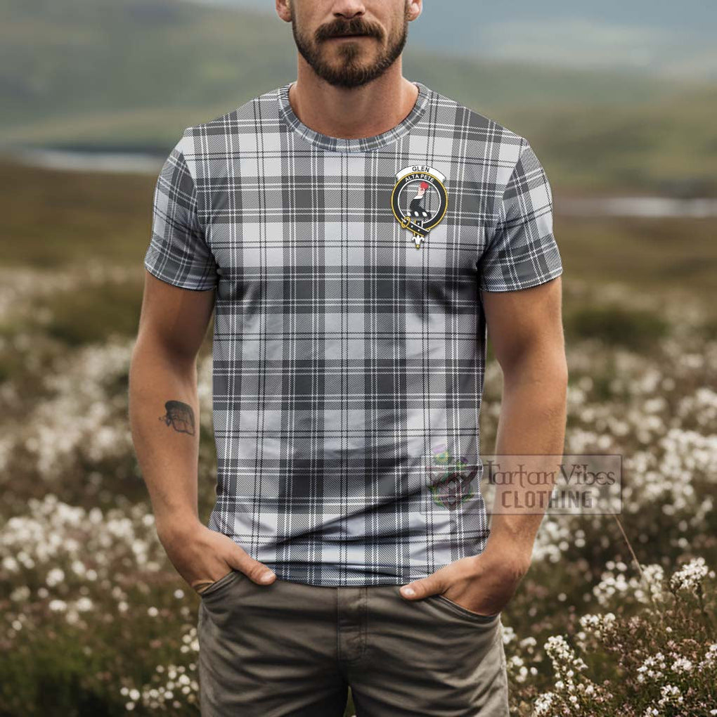 Tartan Vibes Clothing Glen Tartan T-Shirt with Family Crest and Bearded Skull Holding Bottles of Whiskey