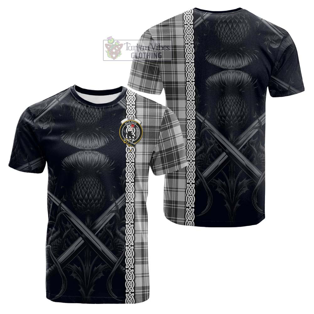 Tartan Vibes Clothing Glen Tartan Cotton T-shirt with Family Crest Cross Sword Thistle Celtic Vibes