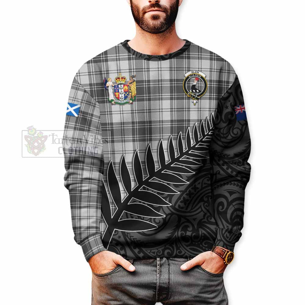 Tartan Vibes Clothing Glen Crest Tartan Sweatshirt with New Zealand Silver Fern Half Style