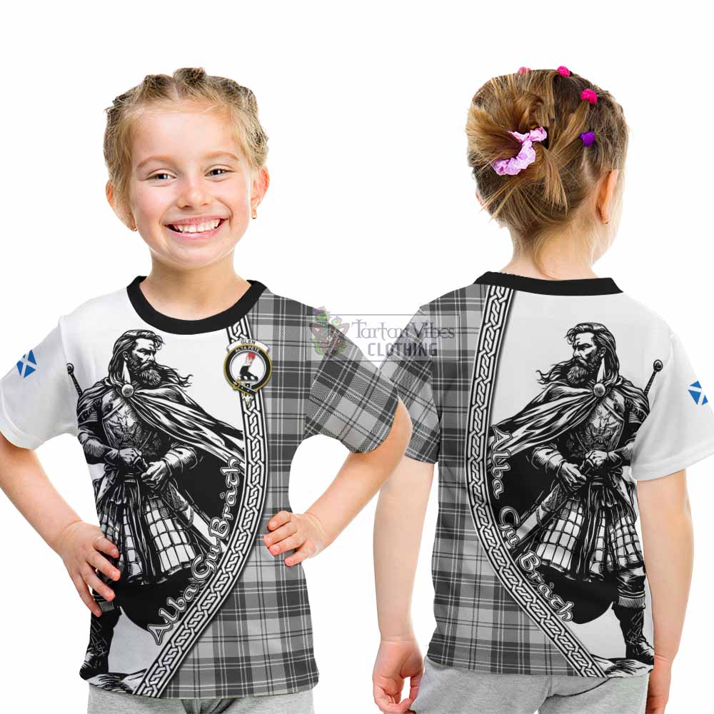 Glen Tartan Clan Crest Kid T-Shirt with Highlander Warrior Celtic Style