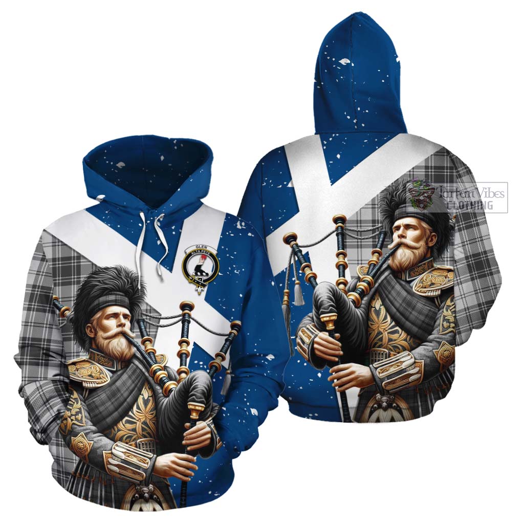 Tartan Vibes Clothing Glen Tartan Cotton Hoodie with Family Crest Scottish Bagpiper Vibes